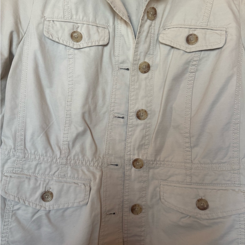Talbots Cream Button-Up Utility Jacket - Picture 2 of 4